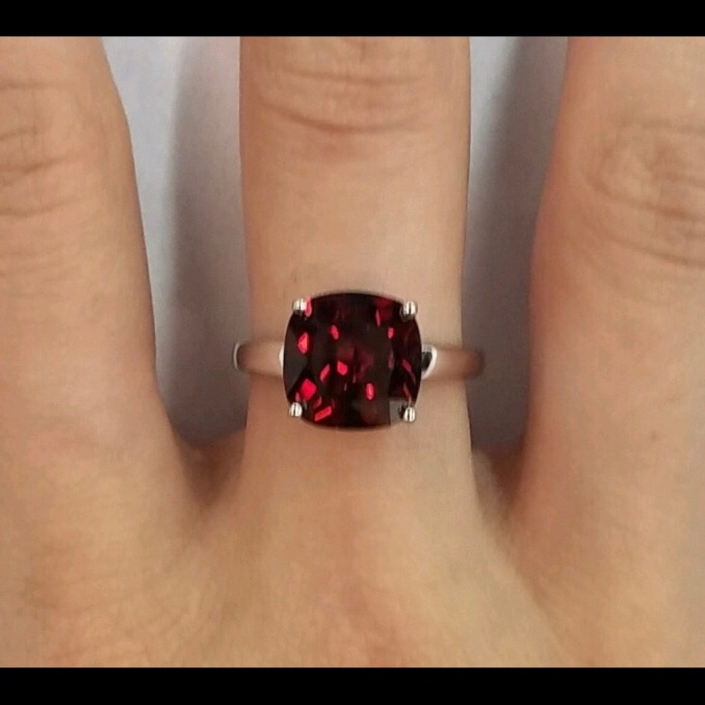 3.9 Carat Cushion Cut Vintage Garnet CZ Ring
